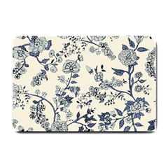 Blue Vintage Background, Blue Roses Patterns, Retro Small Doormat by nateshop