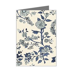 Blue Vintage Background, Blue Roses Patterns, Retro Mini Greeting Card by nateshop