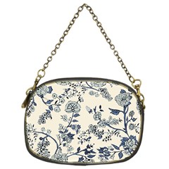 Blue Vintage Background, Blue Roses Patterns, Retro Chain Purse (two Sides) by nateshop