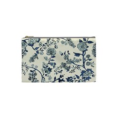 Blue Vintage Background, Blue Roses Patterns, Retro Cosmetic Bag (small) by nateshop