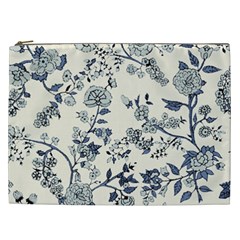Blue Vintage Background, Blue Roses Patterns, Retro Cosmetic Bag (xxl) by nateshop