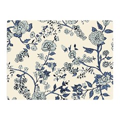 Blue Vintage Background, Blue Roses Patterns, Retro Two Sides Premium Plush Fleece Blanket (mini) by nateshop