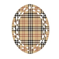 Burberry, Checker, Clothes, Fashion, Pattern Oval Filigree Ornament (two Sides) by nateshop