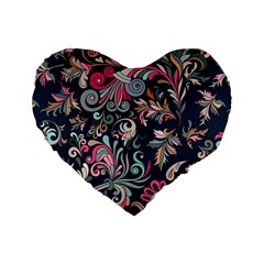 Coorful Flowers Pattern Floral Patterns Standard 16  Premium Heart Shape Cushions by nateshop