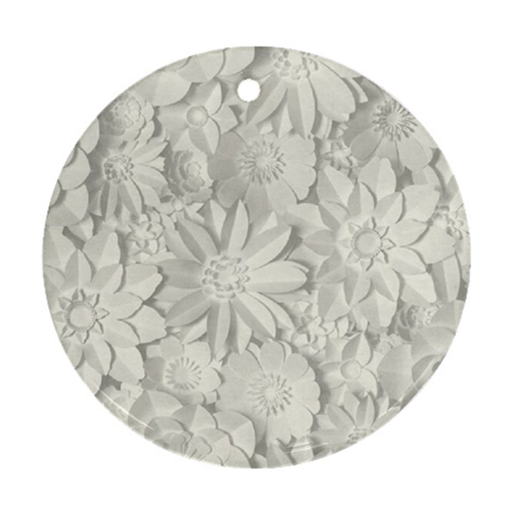 Damask, Desenho, Flowers, Gris Ornament (Round)