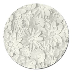 Damask, Desenho, Flowers, Gris Magnet 5  (round) by nateshop