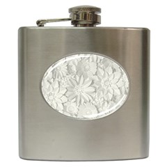 Damask, Desenho, Flowers, Gris Hip Flask (6 Oz) by nateshop