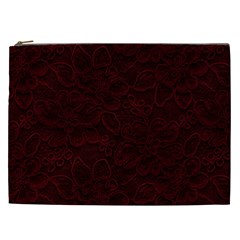 Dark Red Floral Lace, Dark Red, Flowers, Pattern, Romance Cosmetic Bag (xxl) by nateshop