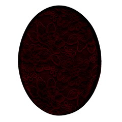 Dark Red Floral Lace, Dark Red, Flowers, Pattern, Romance Oval Glass Fridge Magnet (4 Pack) by nateshop