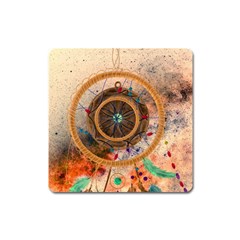 Dreamcatcher, Abstract, Colorful, Colors, Dream, Golden, Vintage Square Magnet