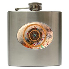 Dreamcatcher, Abstract, Colorful, Colors, Dream, Golden, Vintage Hip Flask (6 oz)