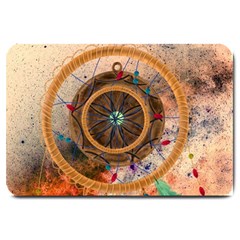 Dreamcatcher, Abstract, Colorful, Colors, Dream, Golden, Vintage Large Doormat