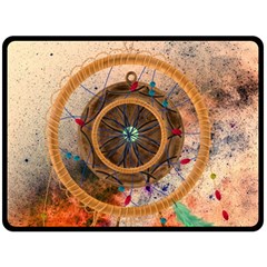 Dreamcatcher, Abstract, Colorful, Colors, Dream, Golden, Vintage Fleece Blanket (Large)