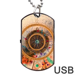 Dreamcatcher, Abstract, Colorful, Colors, Dream, Golden, Vintage Dog Tag USB Flash (Two Sides)