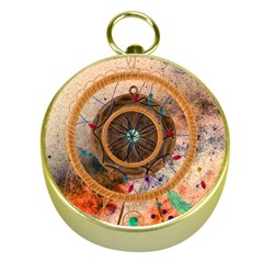 Dreamcatcher, Abstract, Colorful, Colors, Dream, Golden, Vintage Gold Compasses by nateshop