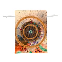 Dreamcatcher, Abstract, Colorful, Colors, Dream, Golden, Vintage Lightweight Drawstring Pouch (M)