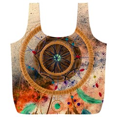 Dreamcatcher, Abstract, Colorful, Colors, Dream, Golden, Vintage Full Print Recycle Bag (xxl) by nateshop