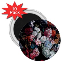 Floral Pattern, Red, Floral Print, E, Dark, Flowers 2 25  Magnets (10 Pack)  by nateshop