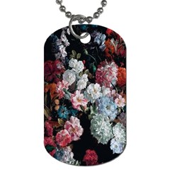 Floral Pattern, Red, Floral Print, E, Dark, Flowers Dog Tag (one Side) by nateshop