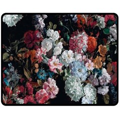 Floral Pattern, Red, Floral Print, E, Dark, Flowers Fleece Blanket (medium) by nateshop