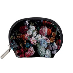 Floral Pattern, Red, Floral Print, E, Dark, Flowers Accessory Pouch (small) by nateshop