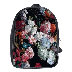 Floral Pattern, Red, Floral Print, E, Dark, Flowers School Bag (xl) by nateshop