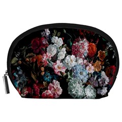 Floral Pattern, Red, Floral Print, E, Dark, Flowers Accessory Pouch (large)