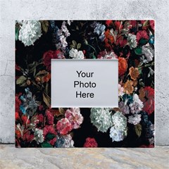 Floral Pattern, Red, Floral Print, E, Dark, Flowers White Wall Photo Frame 5  X 7  by nateshop