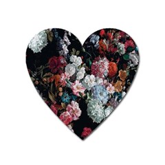 Floral Pattern, Red, Floral Print, E, Dark, Flowers Heart Magnet