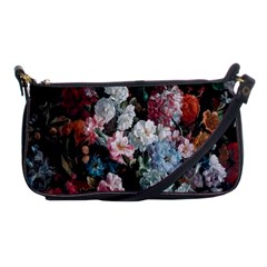 Floral Pattern, Red, Floral Print, E, Dark, Flowers Shoulder Clutch Bag by nateshop