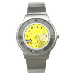 Adventure Time Jake The Dog Finn The Human Artwork Yellow Stainless Steel Watch