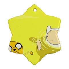 Adventure Time Jake The Dog Finn The Human Artwork Yellow Ornament (snowflake)