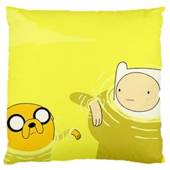 Adventure Time Jake The Dog Finn The Human Artwork Yellow Large Cushion Case (one Side) by Sarkoni