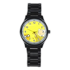 Adventure Time Jake The Dog Finn The Human Artwork Yellow Stainless Steel Round Watch