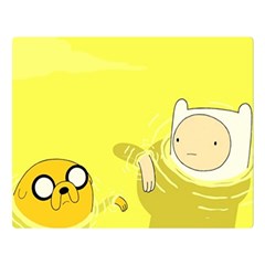 Adventure Time Jake The Dog Finn The Human Artwork Yellow Two Sides Premium Plush Fleece Blanket (large)