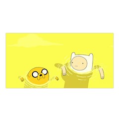 Adventure Time Jake The Dog Finn The Human Artwork Yellow Satin Shawl 45  X 80  by Sarkoni