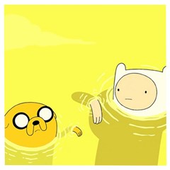 Adventure Time Jake The Dog Finn The Human Artwork Yellow Wooden Puzzle Square