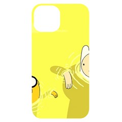 Adventure Time Jake The Dog Finn The Human Artwork Yellow Iphone 14 Black Uv Print Case by Sarkoni