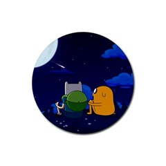 Adventure Time Jake And Finn Night Rubber Round Coaster (4 Pack) by Sarkoni