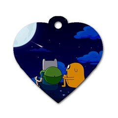 Adventure Time Jake And Finn Night Dog Tag Heart (one Side)