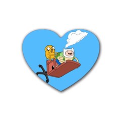 Cartoon Adventure Time Jake And Finn Rubber Heart Coaster (4 Pack) by Sarkoni