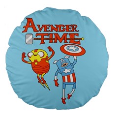 Adventure Time Avengers Age Of Ultron Large 18  Premium Flano Round Cushions