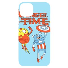 Adventure Time Avengers Age Of Ultron Iphone 14 Plus Black Uv Print Case by Sarkoni