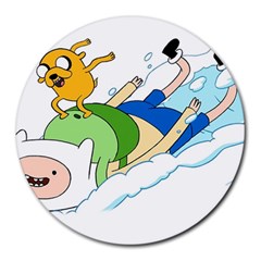Adventure Time Finn And Jake Snow Round Mousepad by Sarkoni