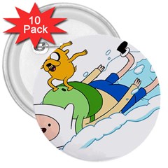 Adventure Time Finn And Jake Snow 3  Buttons (10 Pack) 