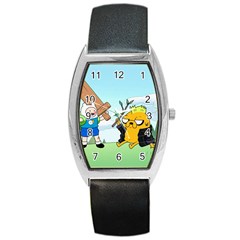 Adventure Time Finn And Jake Cartoon Network Parody Barrel Style Metal Watch