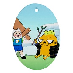 Adventure Time Finn And Jake Cartoon Network Parody Oval Ornament (two Sides)