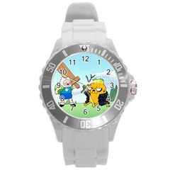Adventure Time Finn And Jake Cartoon Network Parody Round Plastic Sport Watch (l)
