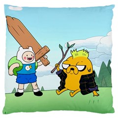 Adventure Time Finn And Jake Cartoon Network Parody Large Premium Plush Fleece Cushion Case (two Sides)