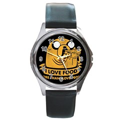 Adventure Time Jake  I Love Food Round Metal Watch